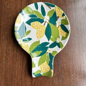Crate and barrel trivet spoon rest lemons ceramic